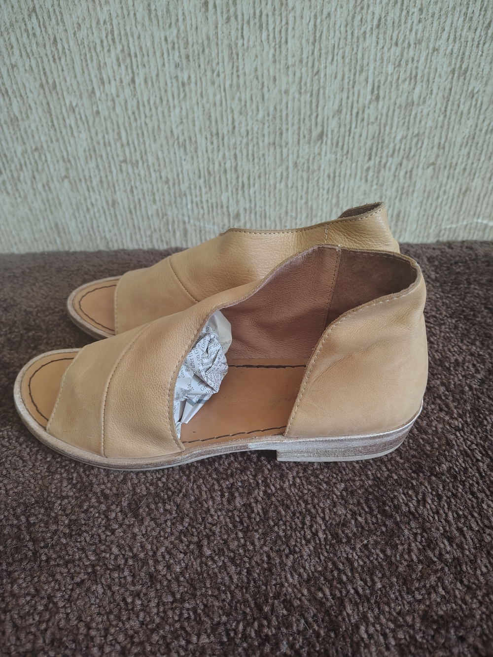 Free People Mont Blanc Assymetrical Sandals, Beige Soft Leather, Sz 38 - Picture 4 of 12